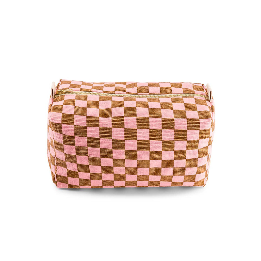 Pink Checkerboard Wash Bag