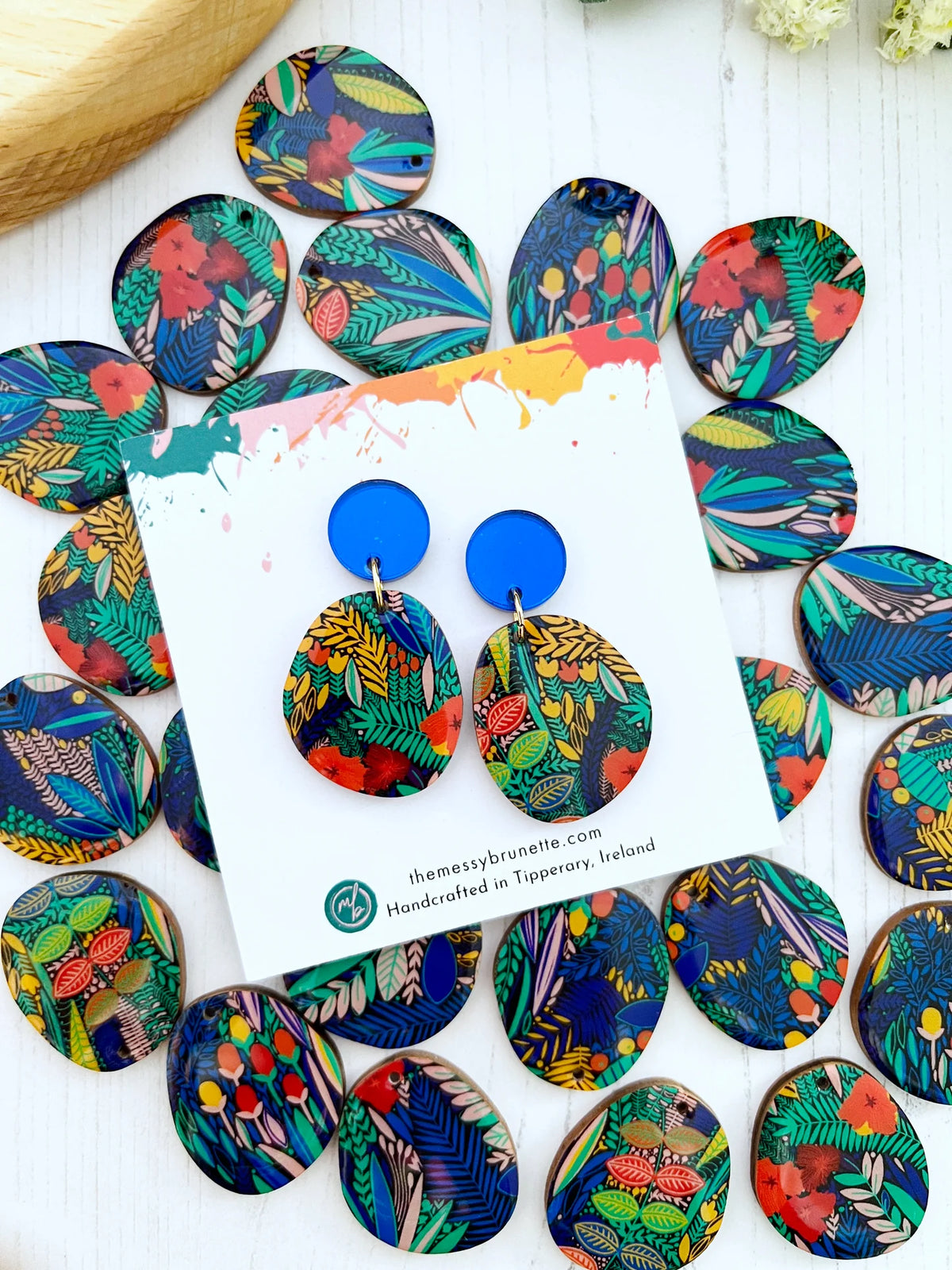 Multicolour Floral Pebble Drop Earrrings