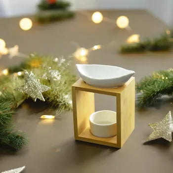 Ceramic and Bamboo Wax Melt Burner