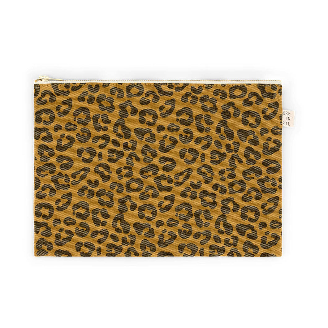 Caramel Leopard Print Pouch - Large