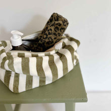 Load image into Gallery viewer, Olive Stripe Wash Bag