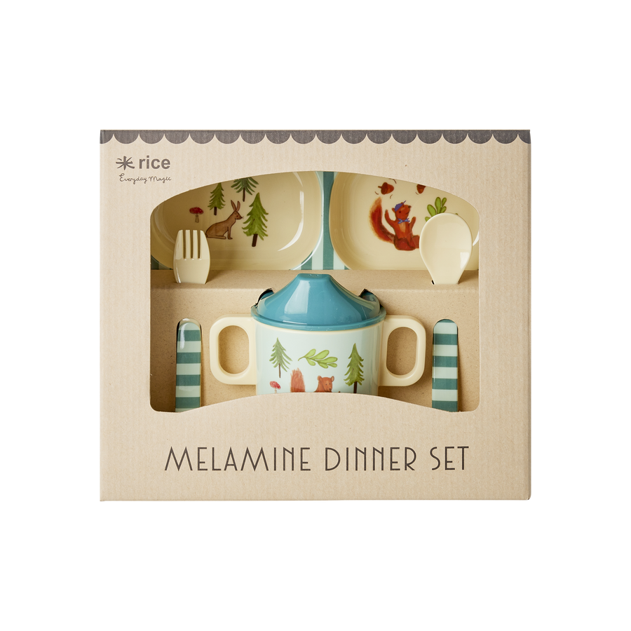 Baby Dinner Set - Blue - Happy Forest Print