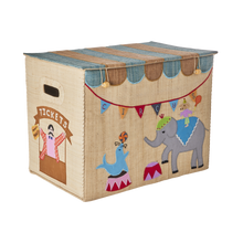 Load image into Gallery viewer, Large Raffia Storage Basket - Circus Theme - Foldable