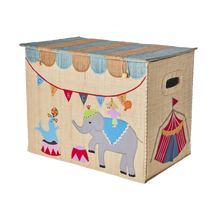 Load image into Gallery viewer, Large Raffia Storage Basket - Circus Theme - Foldable