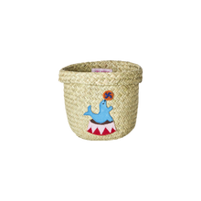Load image into Gallery viewer, Small Raffia Storage Basket - Circus Theme