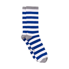 Load image into Gallery viewer, Waterford Blue & White Stripe Bamboo Sock (seamless toe)