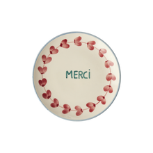 Load image into Gallery viewer, Ceramic Cake Plate - Cream- Hand Painted Merci