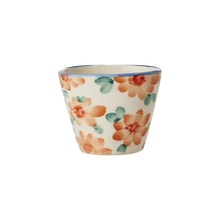 Load image into Gallery viewer, Small Oval Ceramic Espresso Cup - Orange - Hand Painted Flowers