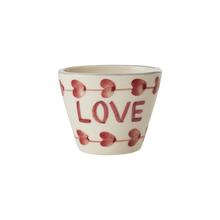 Load image into Gallery viewer, Small Oval Ceramic Espresso Cup - Cream - Hand Painted Love