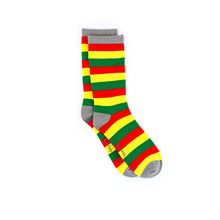 Load image into Gallery viewer, Red, Yellow & Green Multi Stripe Bamboo Sock (seamless toe)