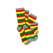 Load image into Gallery viewer, Red, Yellow & Green Multi Stripe Bamboo Sock (seamless toe)