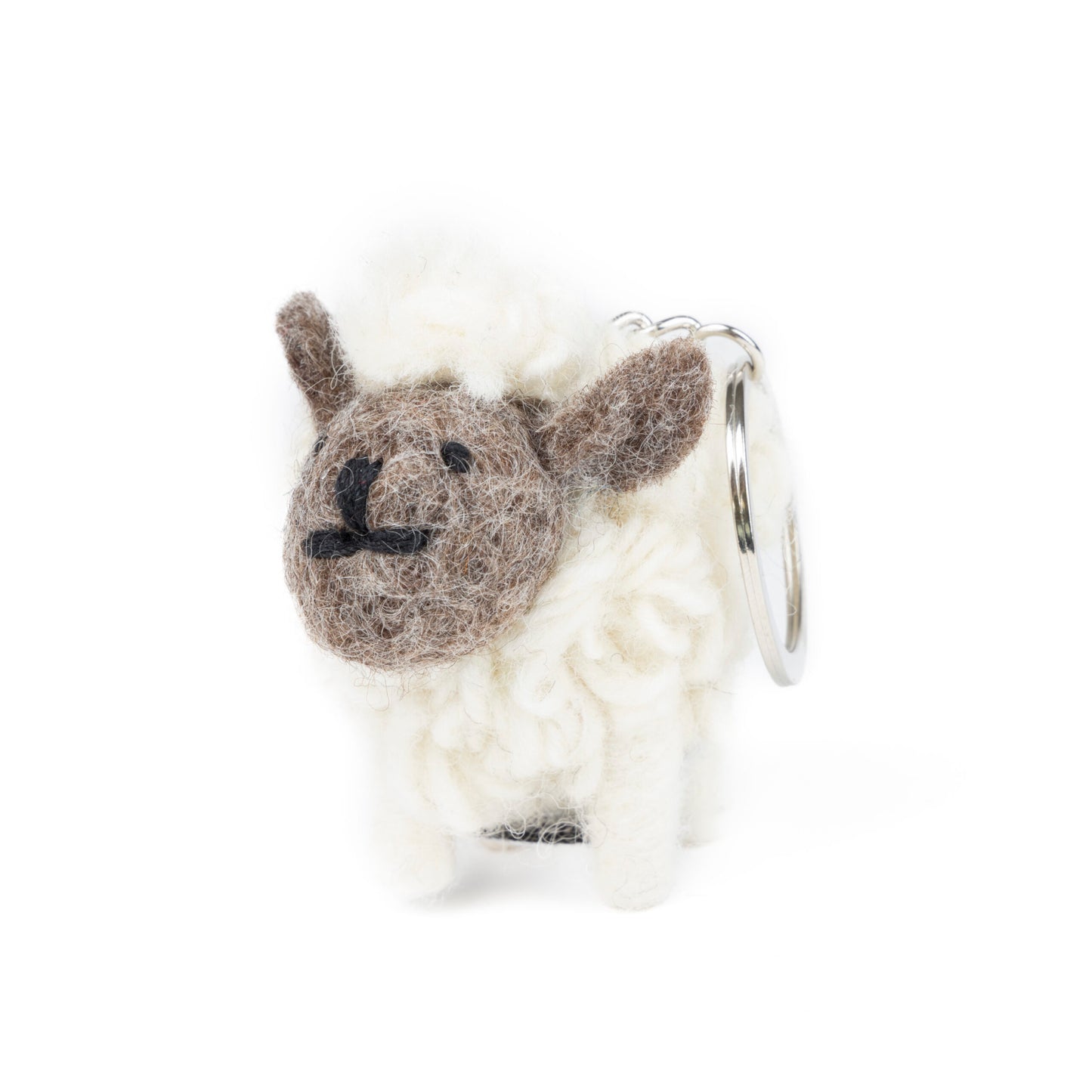Knitted Wool Standing Sheep Keyring Brownface