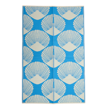 Load image into Gallery viewer, Blue Recycled Plastic Rug with Sea Shell Design

