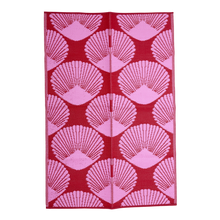 Load image into Gallery viewer, Red and Pink Recycled Plastic Rug with Sea Shell Design
