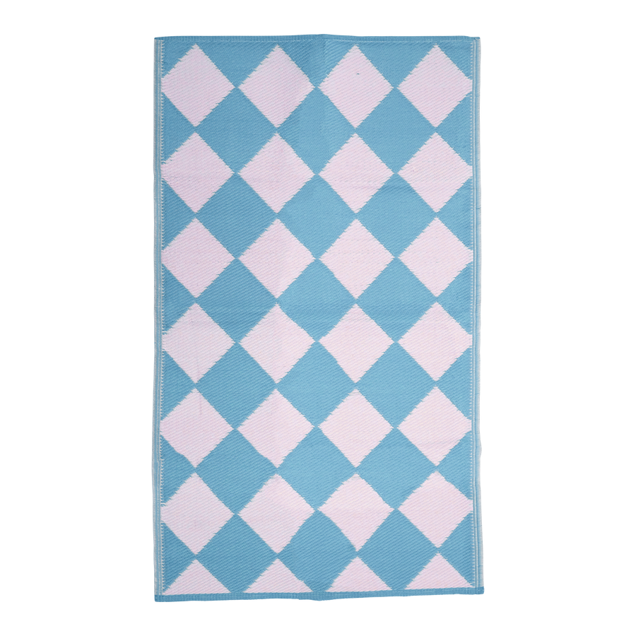Blue Recycled Plastic Runner with Harlequin Design