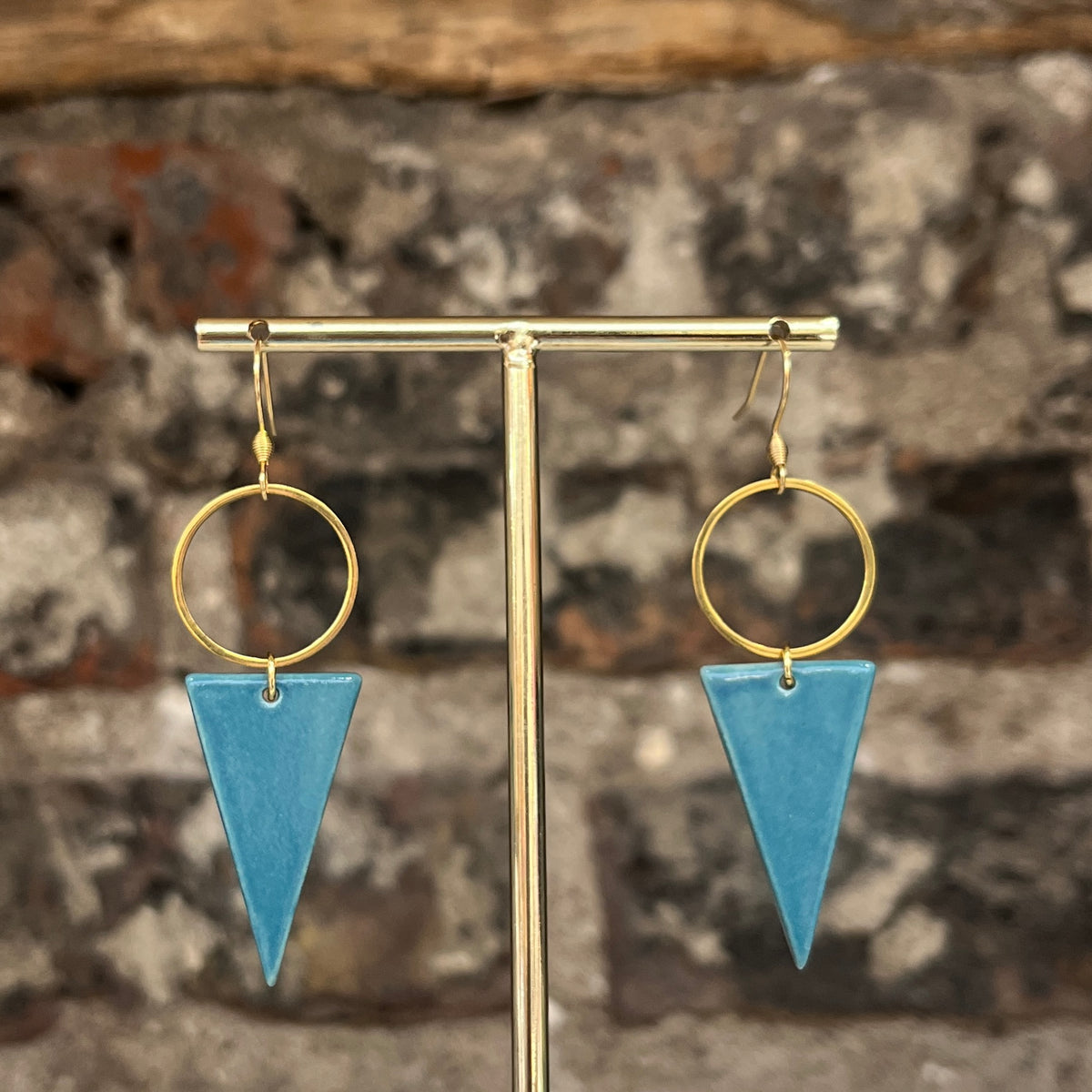 Muddled Triangle Hoops - Blue-Green