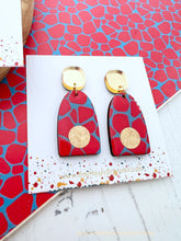 Load image into Gallery viewer, Safari Print Earrings - Blue & Red