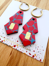 Load image into Gallery viewer, Safari Print Earrings - Blue & Red