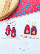 Load image into Gallery viewer, Safari Print Earrings - Blue & Red