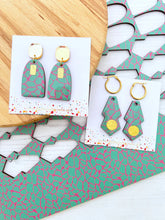 Load image into Gallery viewer, Safari Print Earrings - Green & Pink