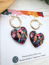 Load image into Gallery viewer, The Messy Brunette Confetti Heart Hoops
