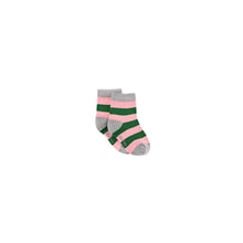 Load image into Gallery viewer, Pink & Green Stripe Bamboo Sock (seamless toe)