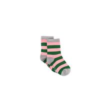 Load image into Gallery viewer, Pink & Green Stripe Bamboo Sock (seamless toe)
