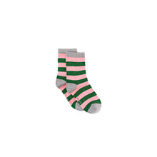 Load image into Gallery viewer, Pink & Green Stripe Bamboo Sock (seamless toe)