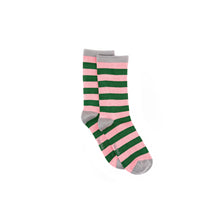 Load image into Gallery viewer, Pink & Green Stripe Bamboo Sock (seamless toe)
