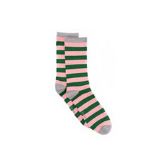 Load image into Gallery viewer, Pink & Green Stripe Bamboo Sock (seamless toe)