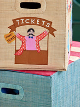 Load image into Gallery viewer, Large Raffia Storage Basket - Circus Theme - Foldable
