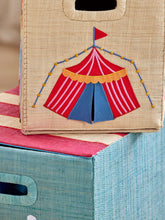 Load image into Gallery viewer, Large Raffia Storage Basket - Circus Theme - Foldable