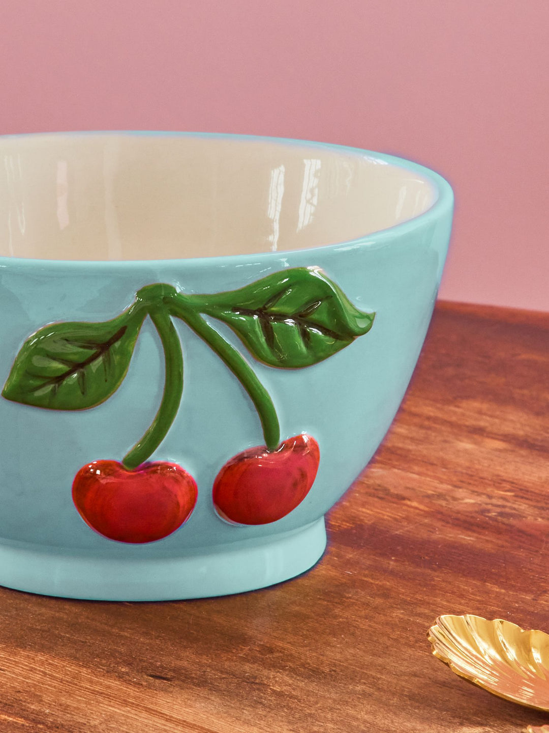 Ceramic Bowl - Mint Cherries