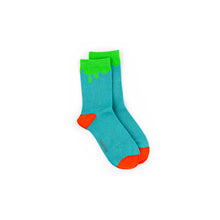 Load image into Gallery viewer, Green Paint Drip Bamboo Sock (seamless toe)