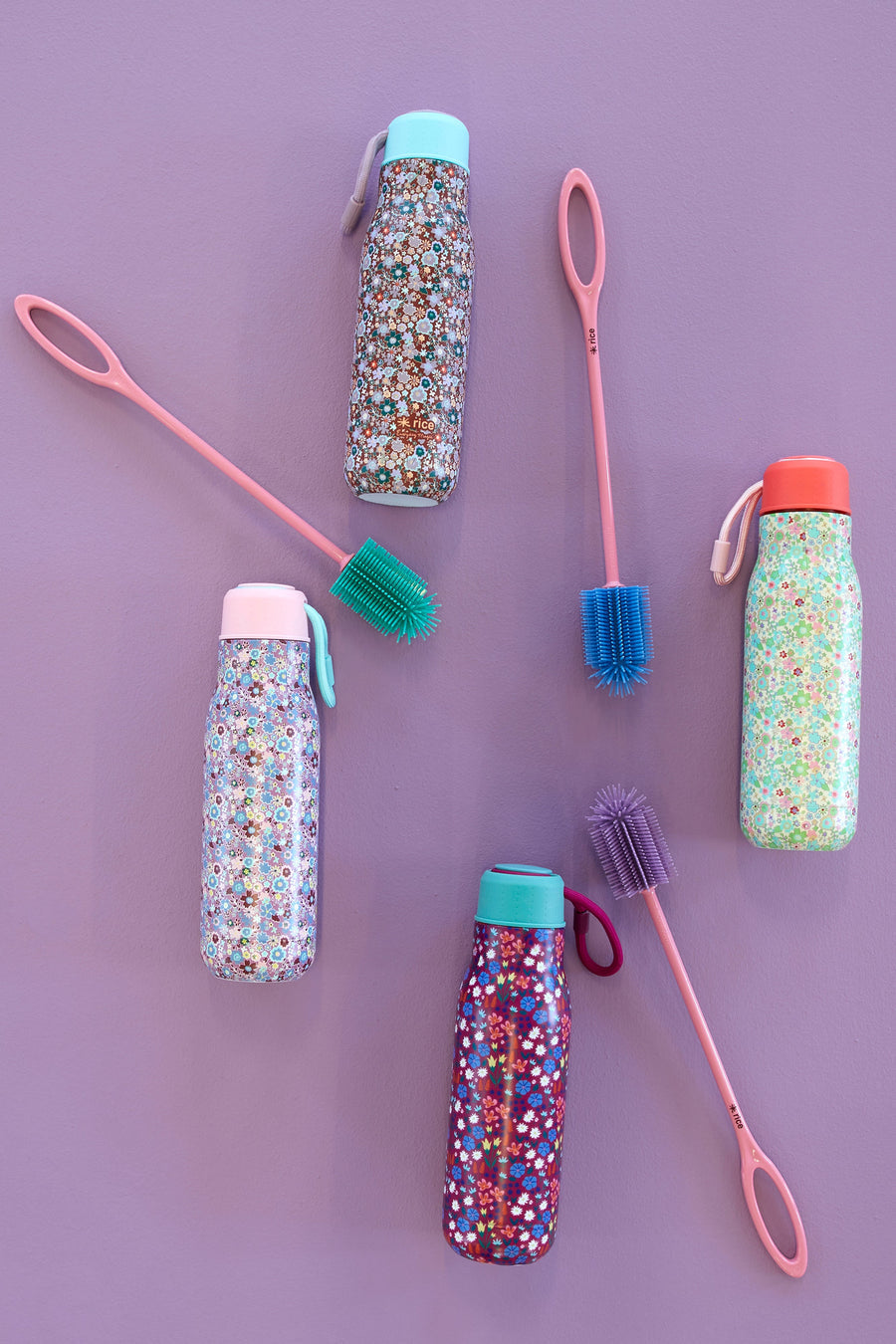 Stainless Steel Drinking Bottle with Lavender Fall Floral Print