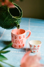 Load image into Gallery viewer, Small Oval Ceramic Espresso Cup - Cream - Hand Painted Love