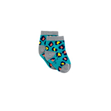 Load image into Gallery viewer, Teal Leopard Bamboo Sock (seamless toe)