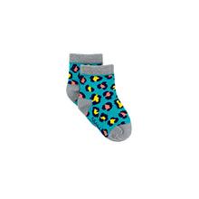Load image into Gallery viewer, Teal Leopard Bamboo Sock (seamless toe)