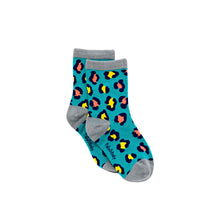 Load image into Gallery viewer, Teal Leopard Bamboo Sock (seamless toe)