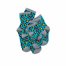 Load image into Gallery viewer, Teal Leopard Bamboo Sock (seamless toe)