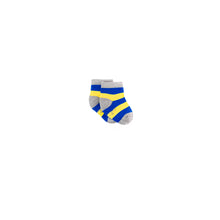Load image into Gallery viewer, Blue & Yellow Stripe Bamboo Sock (seamless toe)
