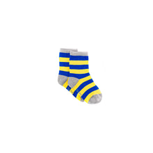 Load image into Gallery viewer, Blue & Yellow Stripe Bamboo Sock (seamless toe)