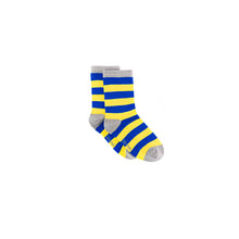Load image into Gallery viewer, Blue & Yellow Stripe Bamboo Sock (seamless toe)