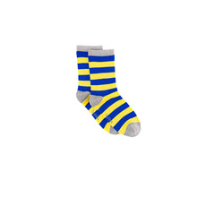 Load image into Gallery viewer, Blue & Yellow Stripe Bamboo Sock (seamless toe)