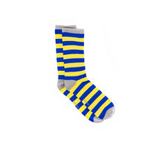 Load image into Gallery viewer, Blue & Yellow Stripe Bamboo Sock (seamless toe)