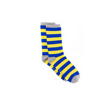 Load image into Gallery viewer, Blue & Yellow Stripe Bamboo Sock (seamless toe)