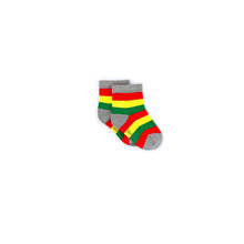 Load image into Gallery viewer, Red, Yellow & Green Multi Stripe Bamboo Sock (seamless toe)