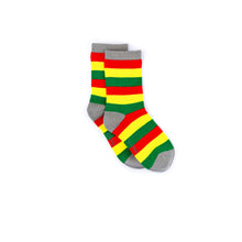Load image into Gallery viewer, Red, Yellow & Green Multi Stripe Bamboo Sock (seamless toe)