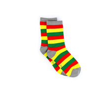 Load image into Gallery viewer, Red, Yellow & Green Multi Stripe Bamboo Sock (seamless toe)