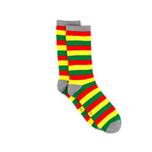 Load image into Gallery viewer, Red, Yellow & Green Multi Stripe Bamboo Sock (seamless toe)
